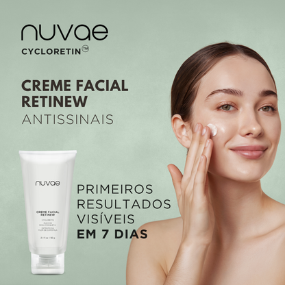Creme Facial Antissinais Nuvae Retinew Com Cycloretin Hidratação Profunda e Rejuvenescimento